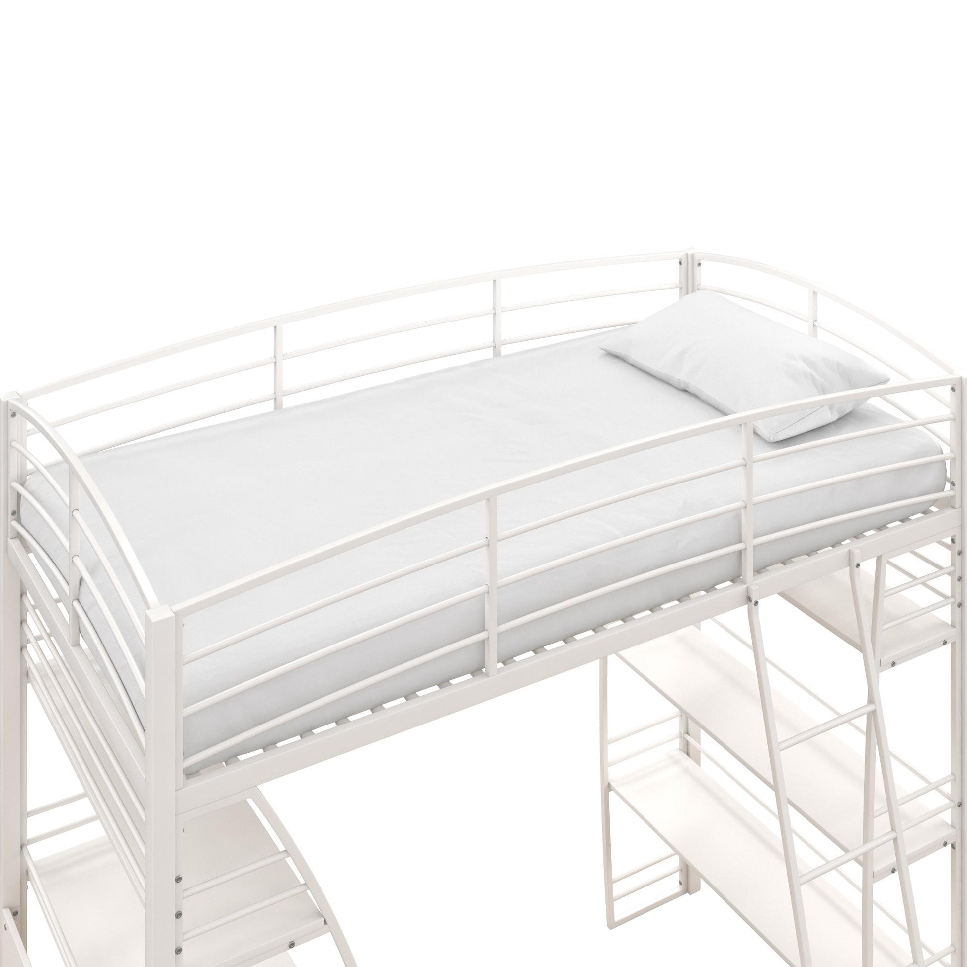 Sage Studio Twin Loft Bed with Integrated Desk and Shelves - White - Twin