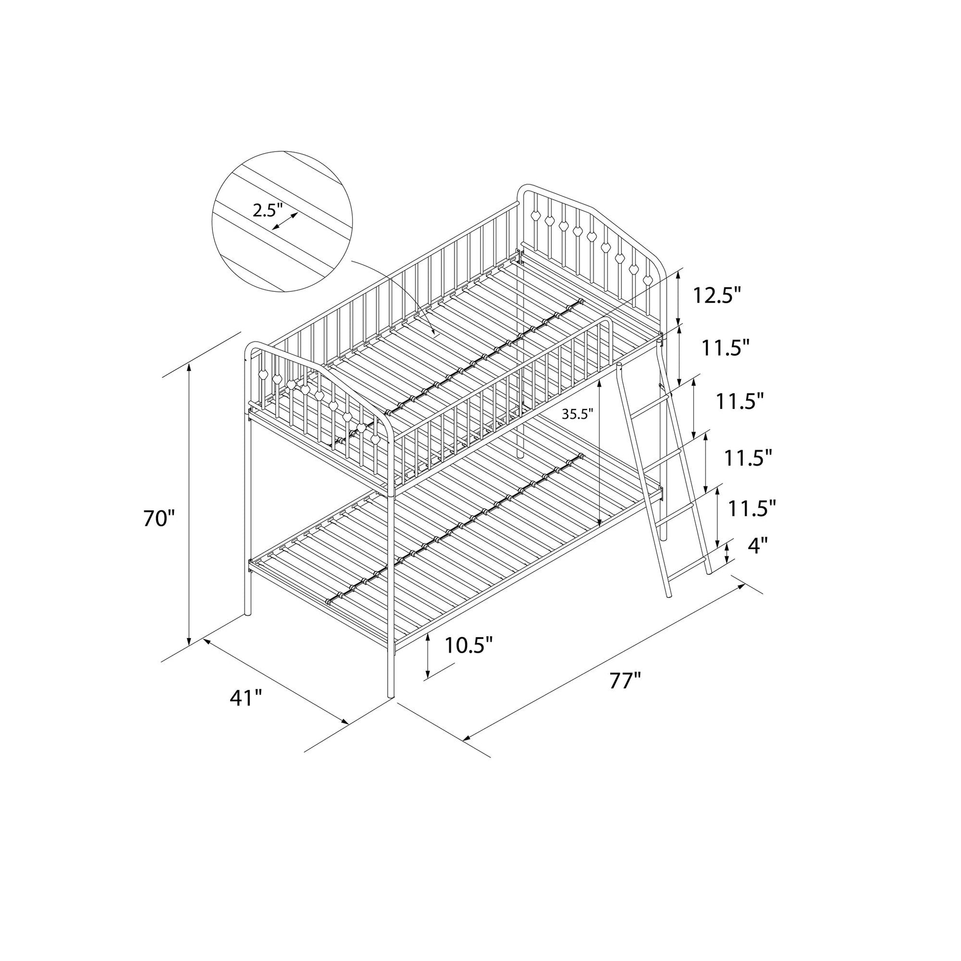 Bushwick Metal Bunk Bed - Black - Twin-Over-Twin