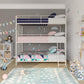 Everleigh Metal Triple Bunk Bed with Metal Slats and 2 Integrated Ladders - White - Twin-Over-Twin