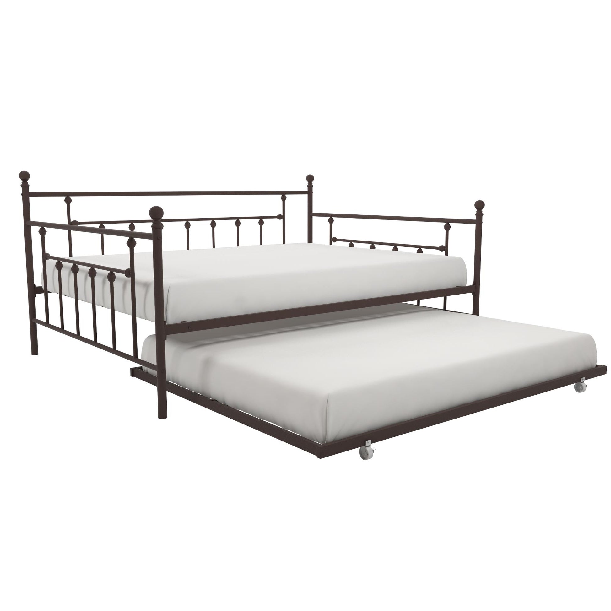 Manila Metal Daybed and Trundle Set with Sturdy Metal Frame and Slats - Bronze - Queen