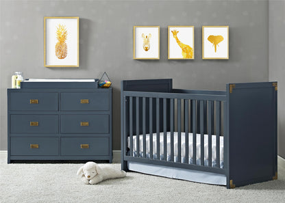 Miles 2 in 1 Convertible Crib with 4 Adjustable Mattress Positions - Graphite Blue