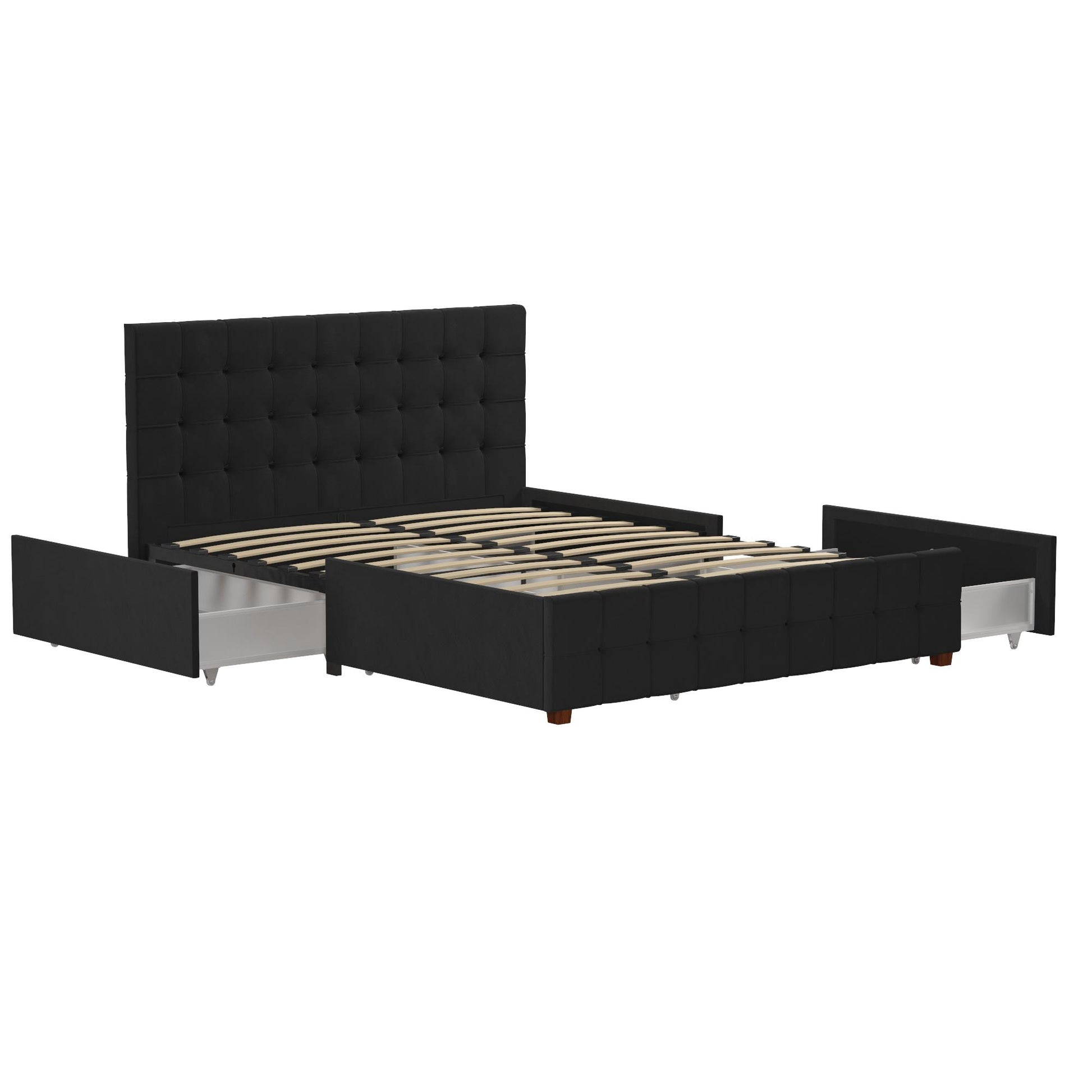 Elizabeth Upholstered Bed with Storage - Black - Queen