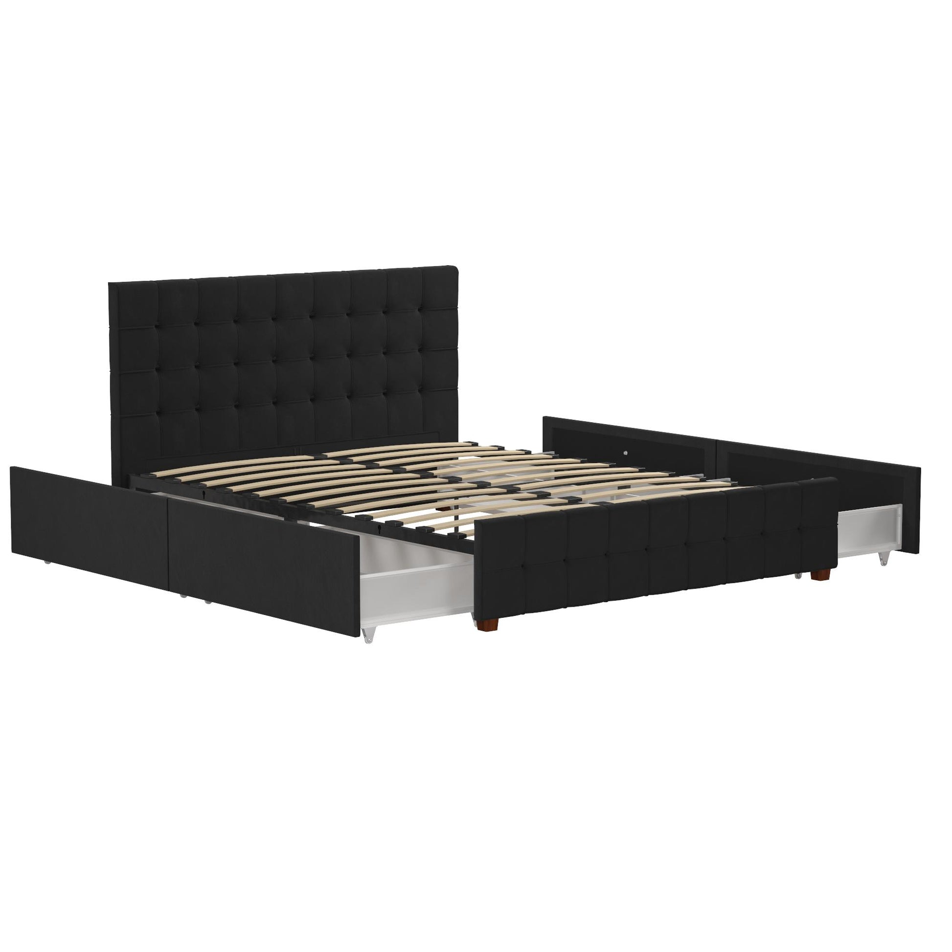 Elizabeth Upholstered Bed with Storage - Black - Queen