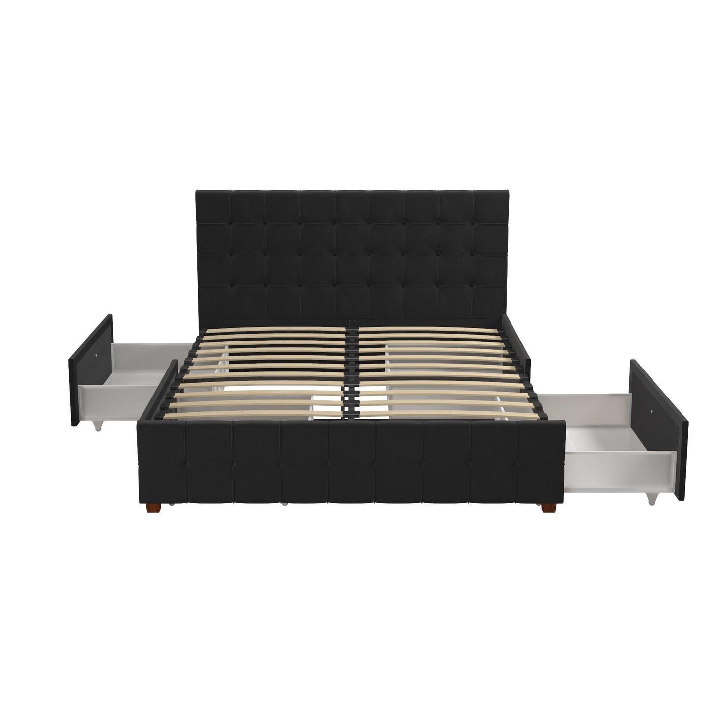 Elizabeth Upholstered Bed with Storage - Black - Queen
