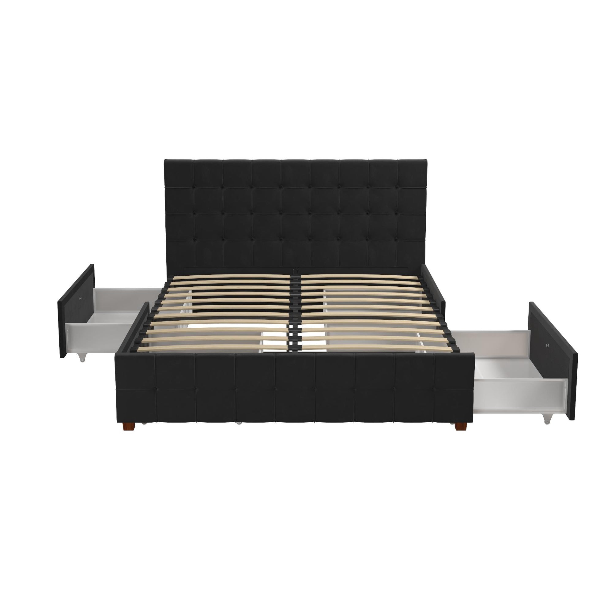 Elizabeth Upholstered Bed with Storage - Black - Queen