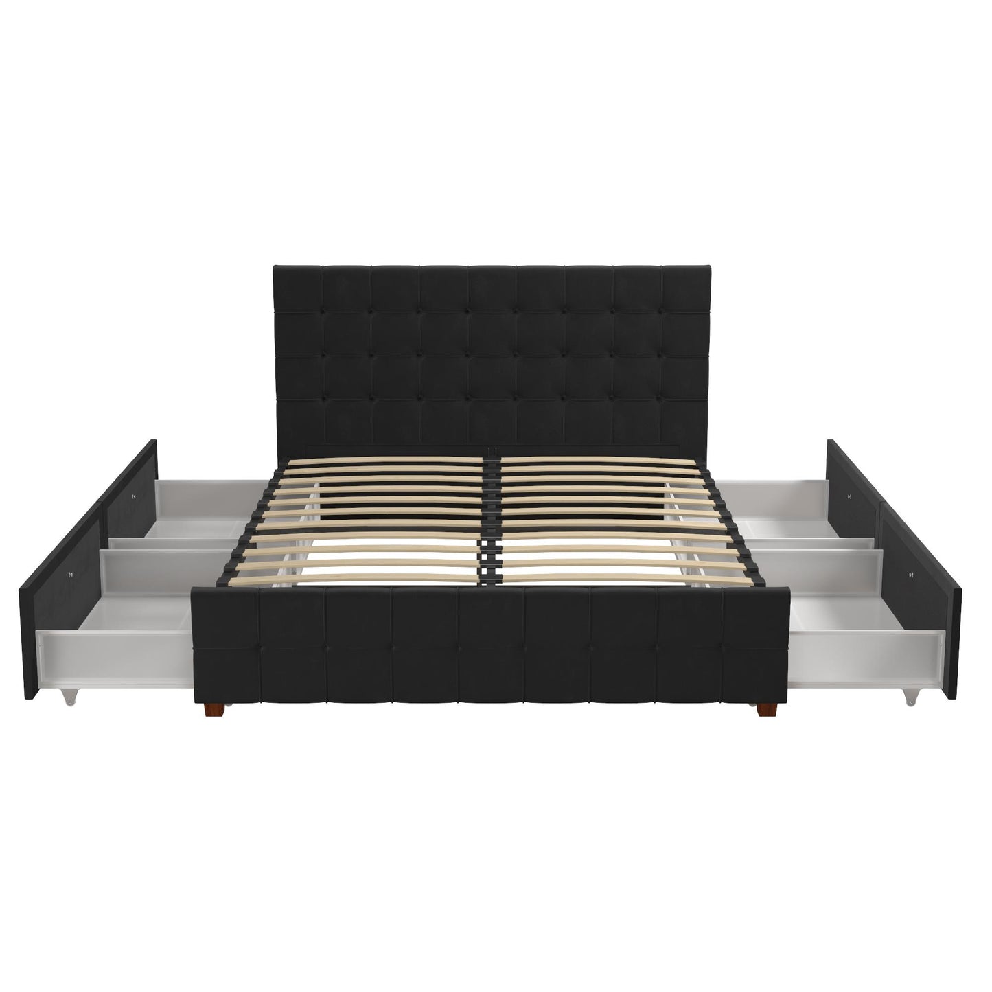 Elizabeth Upholstered Bed with Storage - Black - Queen