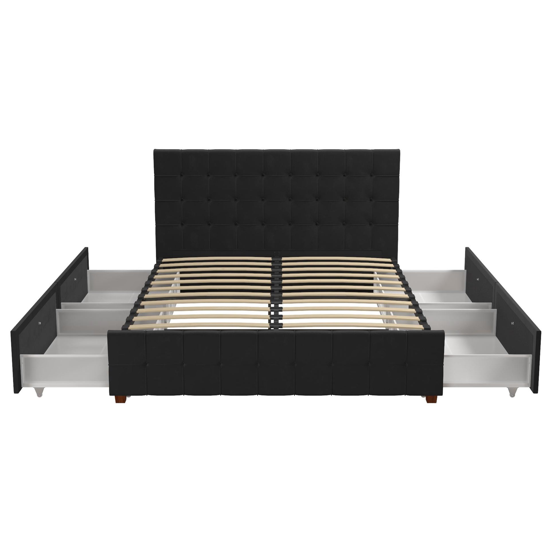 Elizabeth Upholstered Bed with Storage - Black - Queen