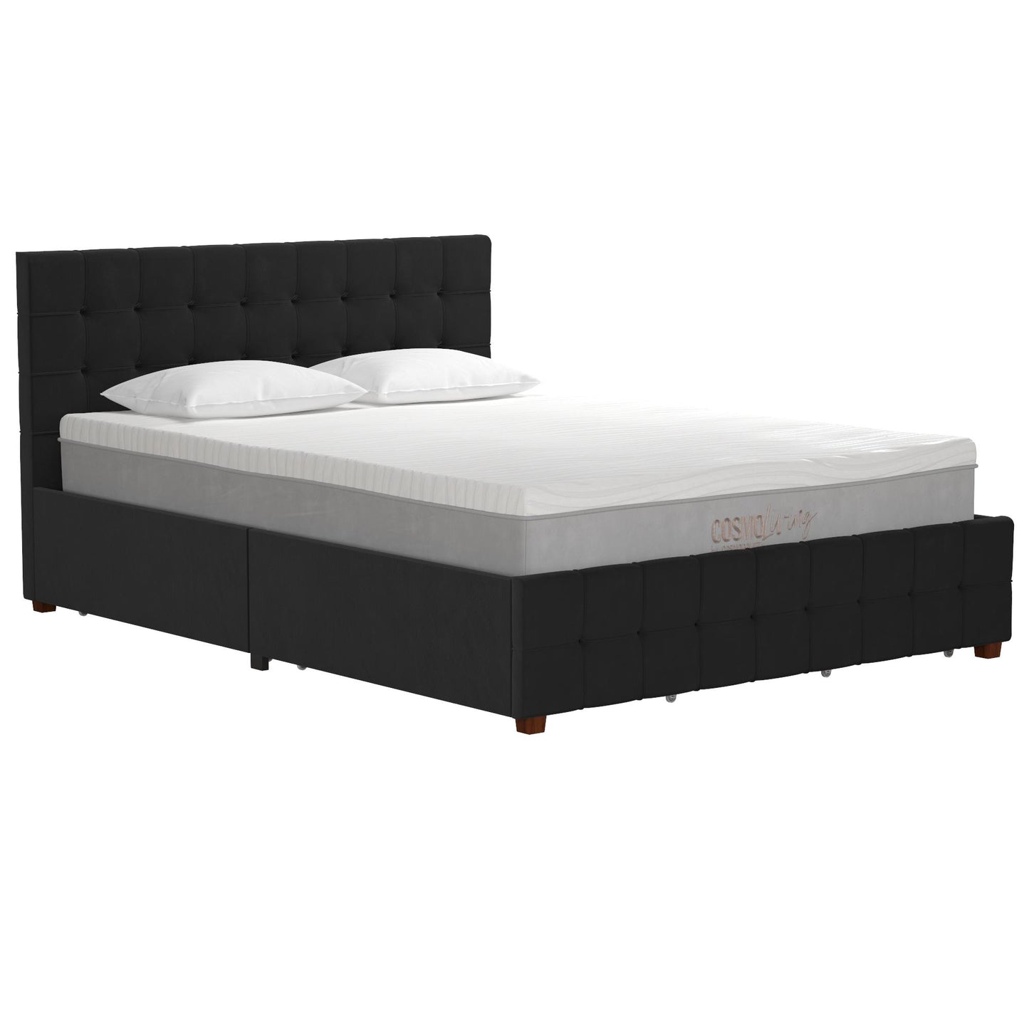 Elizabeth Upholstered Bed with Storage - Black - Queen