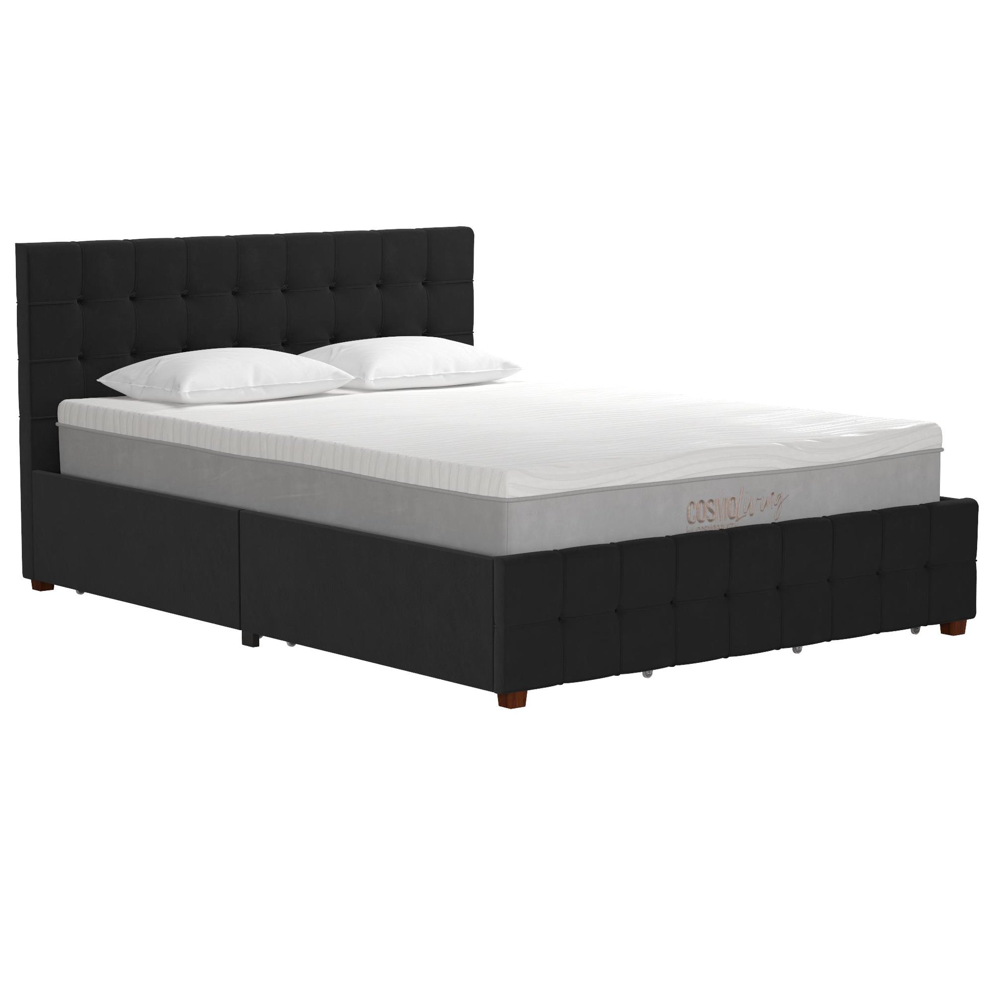 Elizabeth Upholstered Bed with Storage - Black - Queen