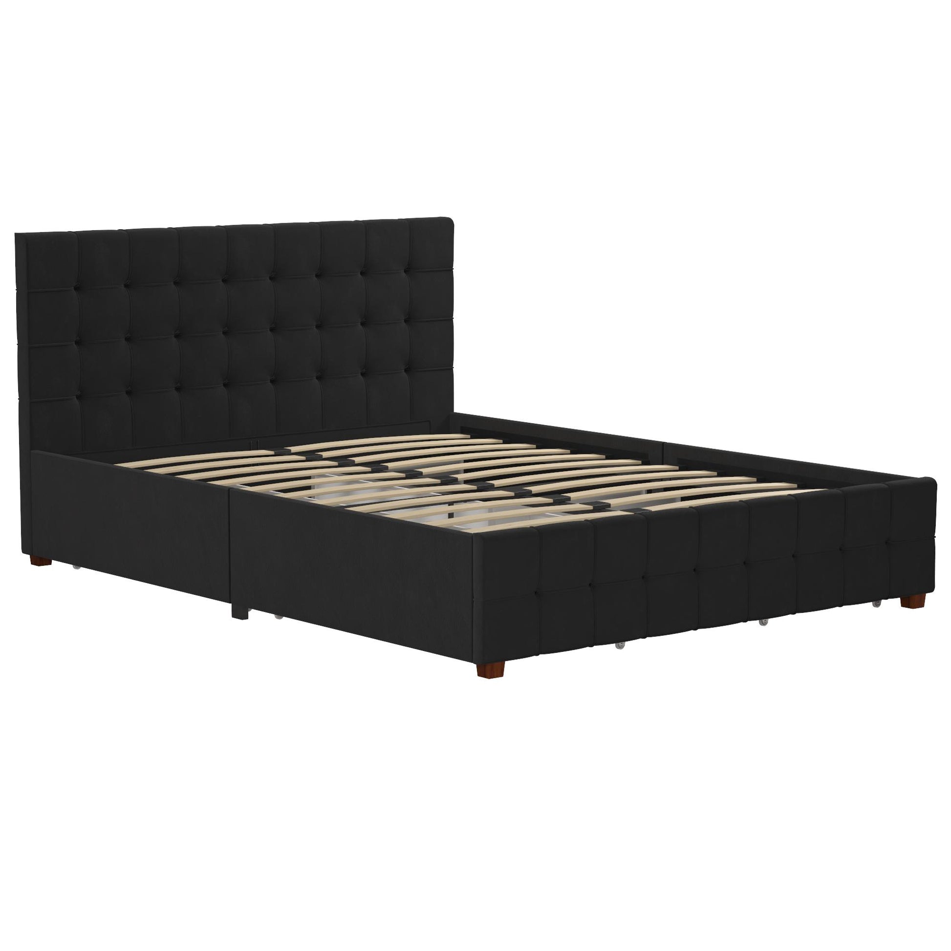 Elizabeth Upholstered Bed with Storage - Black - Queen
