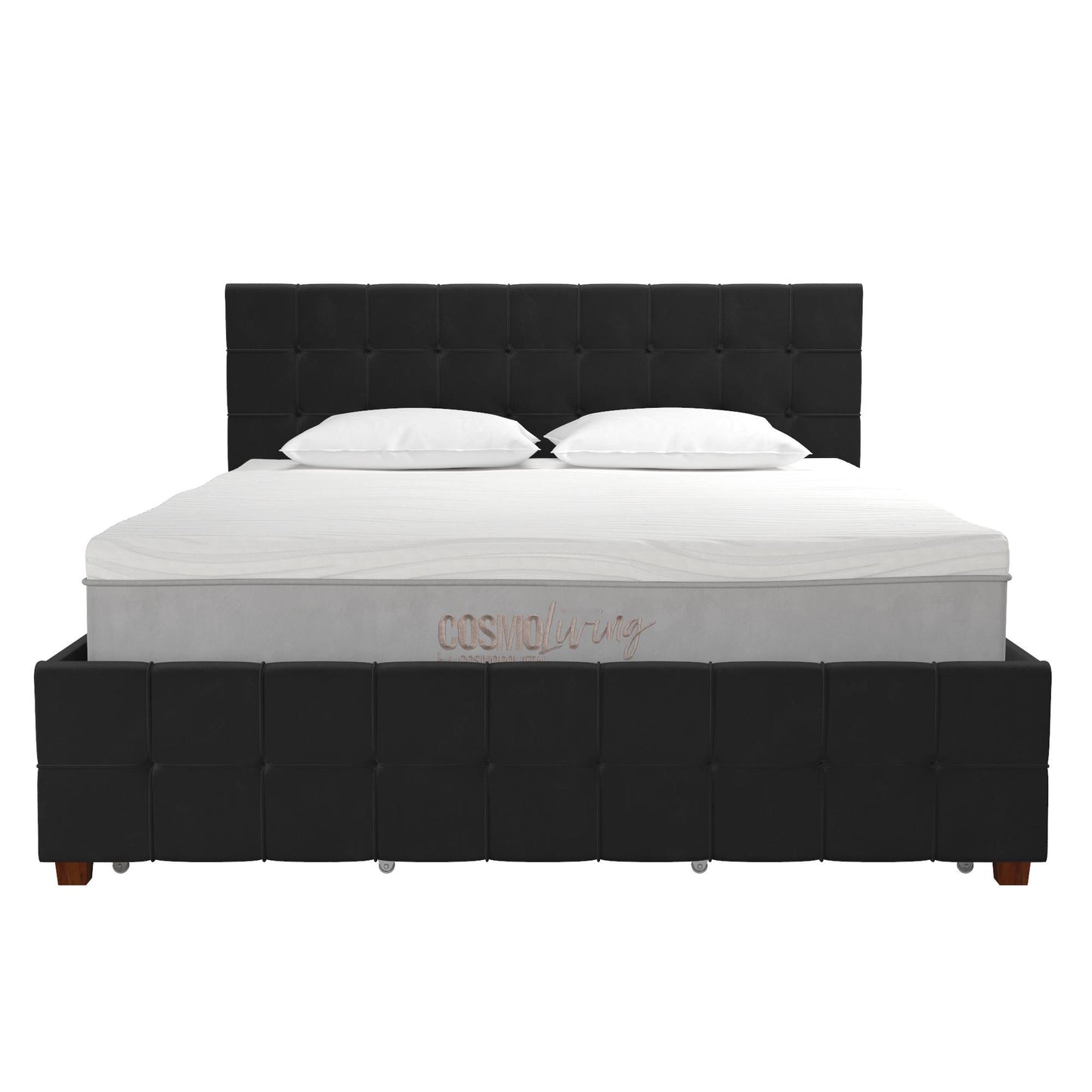 Elizabeth Upholstered Bed with Storage - Black - Queen