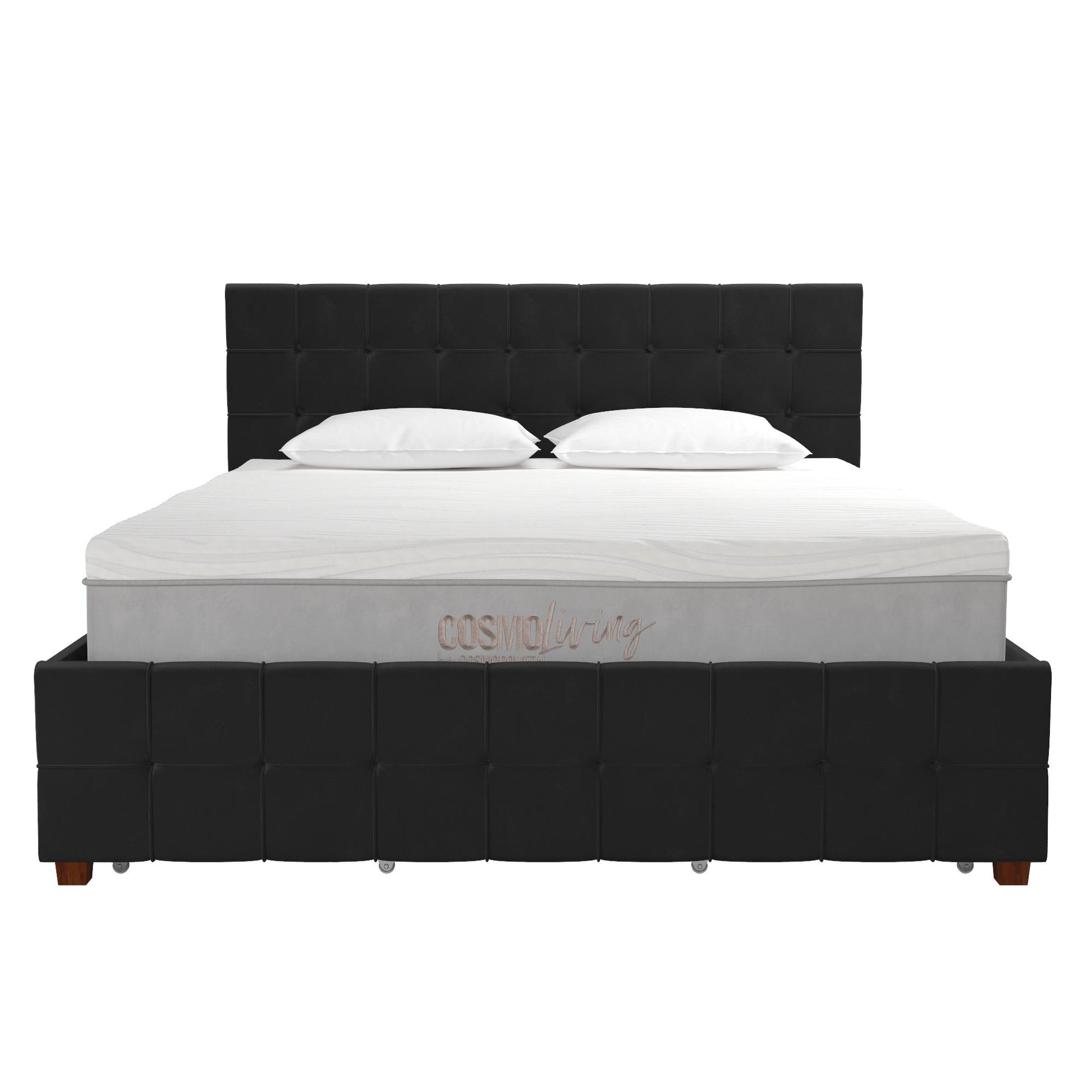 Elizabeth Upholstered Bed with Storage - Black - Queen