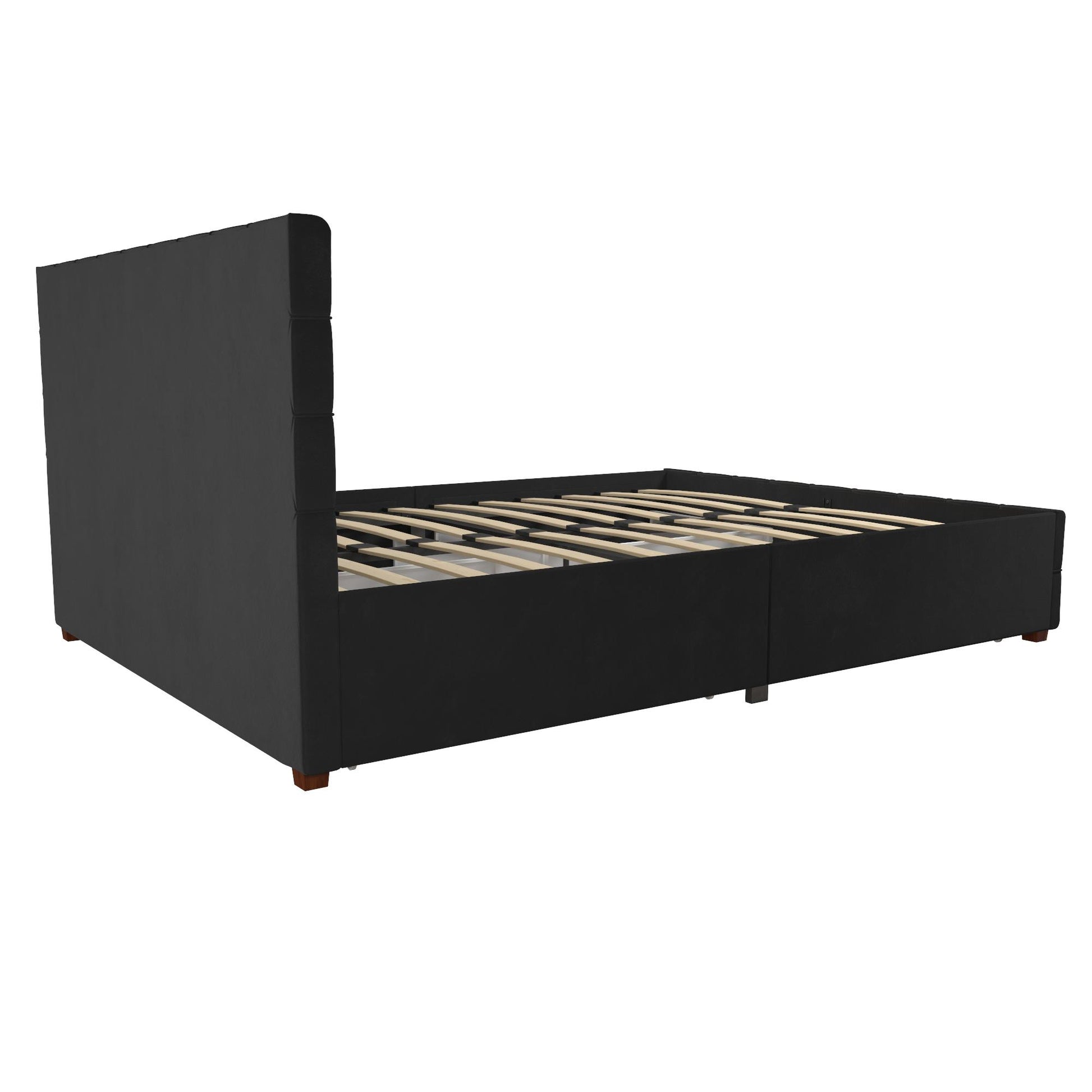 Elizabeth Upholstered Bed with Storage - Black - Queen