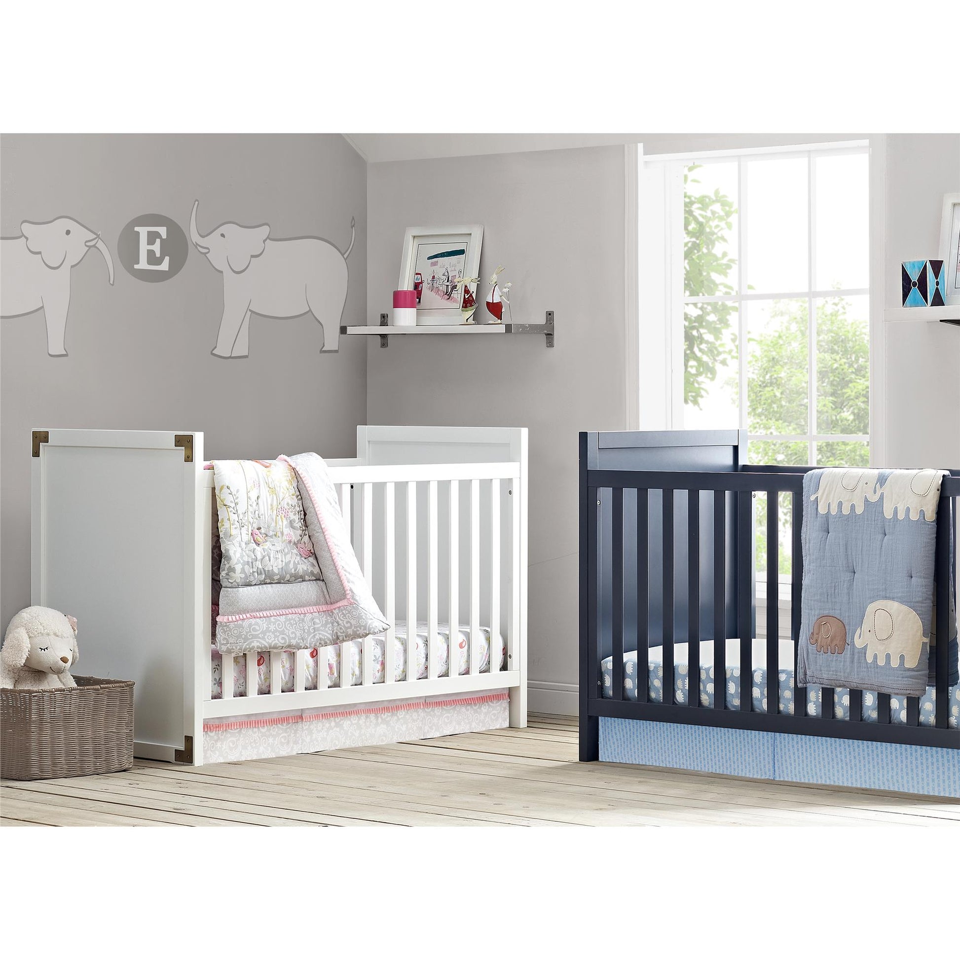 Miles 2 in 1 Convertible Crib with 4 Adjustable Mattress Positions - Graphite Blue