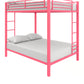 Full over Full Bunk Bed with Sturdy Metal Frame and Simple Design - Pink - Full-Over-Full