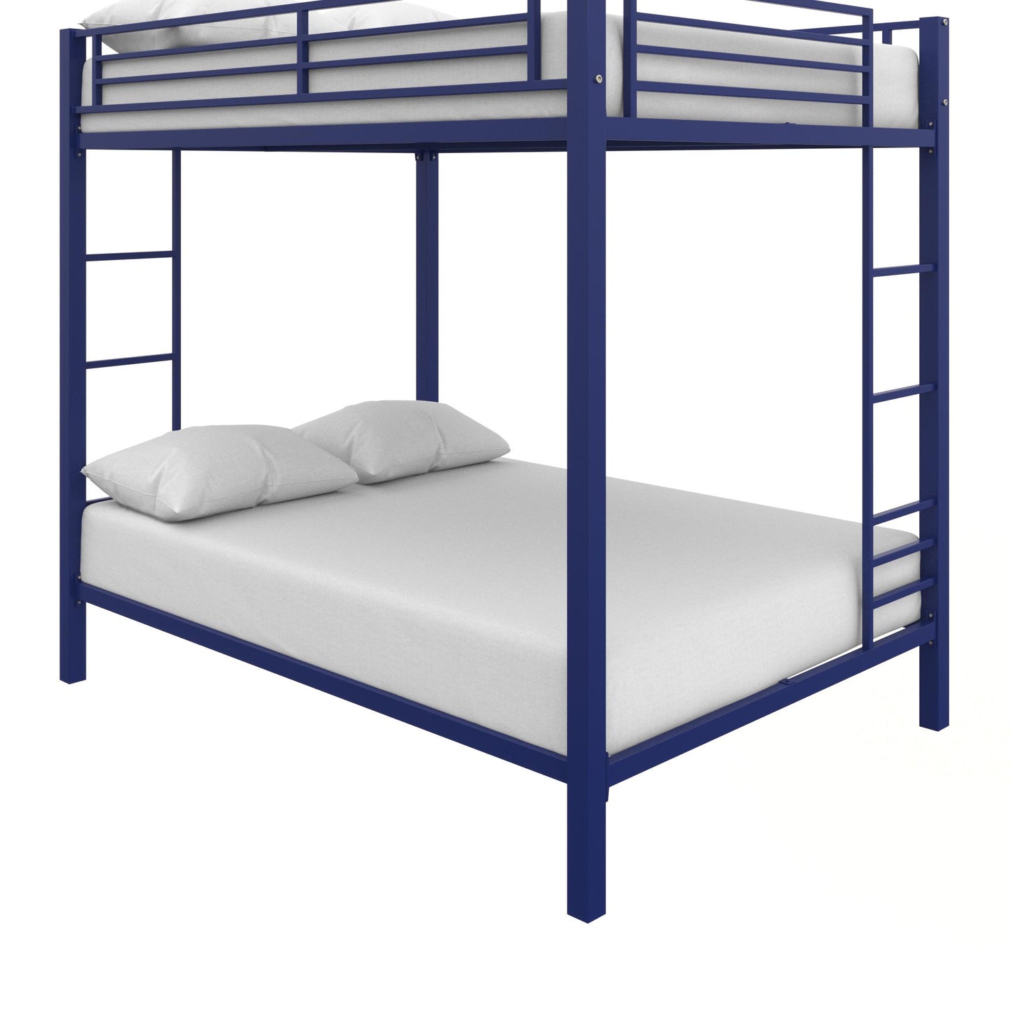 Full over Full Bunk Bed with Sturdy Metal Frame and Simple Design - Blue - Full-Over-Full