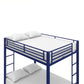 Full over Full Bunk Bed with Sturdy Metal Frame and Simple Design - Blue - Full-Over-Full