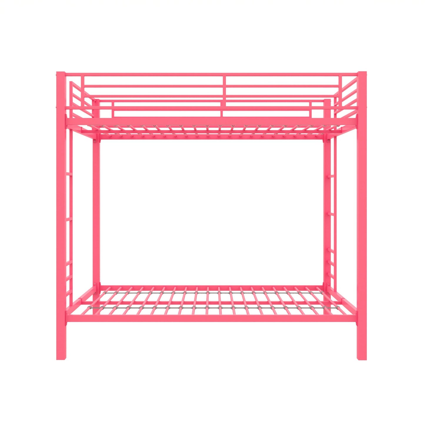 Full over Full Bunk Bed with Sturdy Metal Frame and Simple Design - Pink - Full-Over-Full