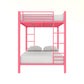 Full over Full Bunk Bed with Sturdy Metal Frame and Simple Design - Pink - Full-Over-Full