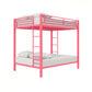 Full over Full Bunk Bed with Sturdy Metal Frame and Simple Design - Pink - Full-Over-Full