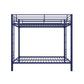Full over Full Bunk Bed with Sturdy Metal Frame and Simple Design - Blue - Full-Over-Full