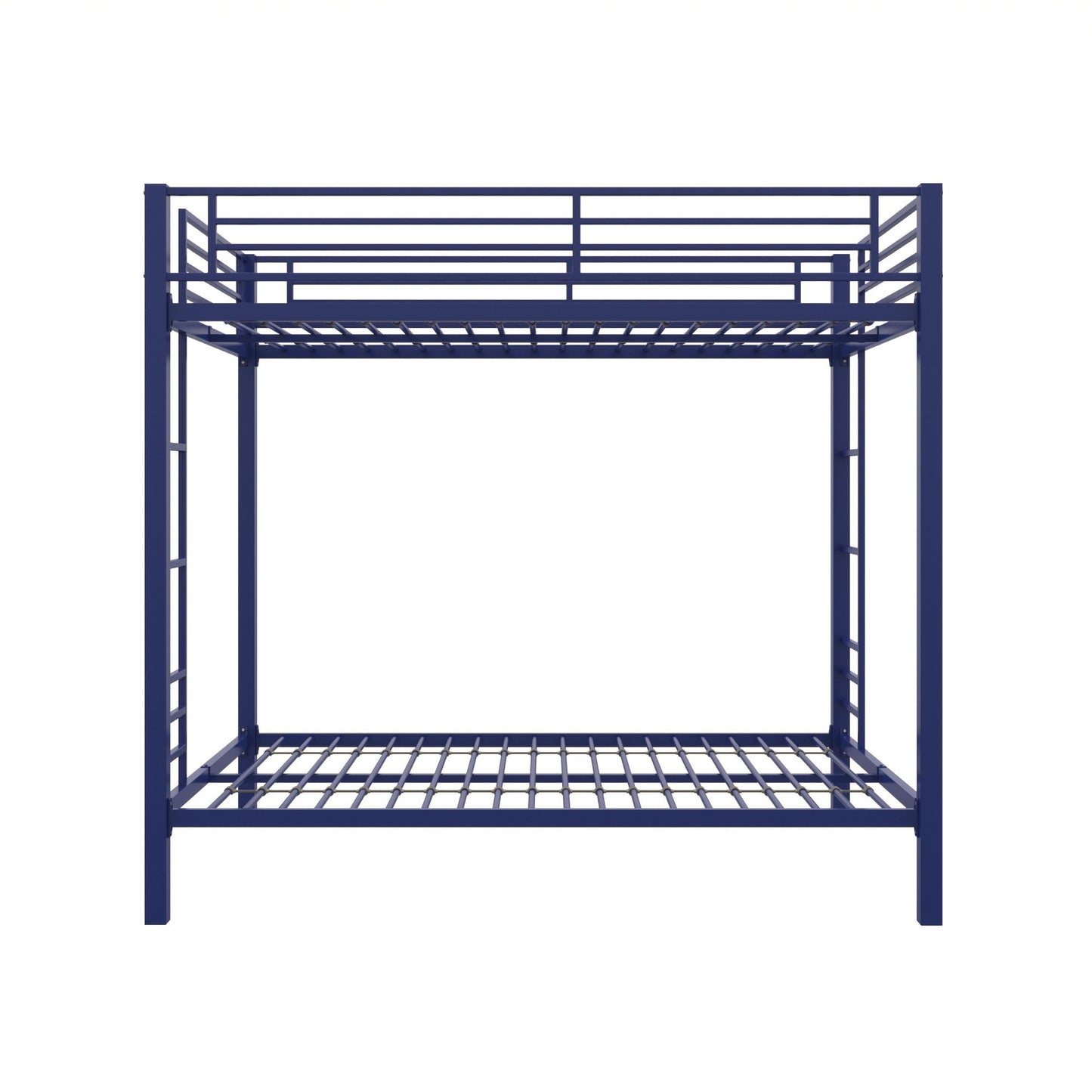 Full over Full Bunk Bed with Sturdy Metal Frame and Simple Design - Blue - Full-Over-Full