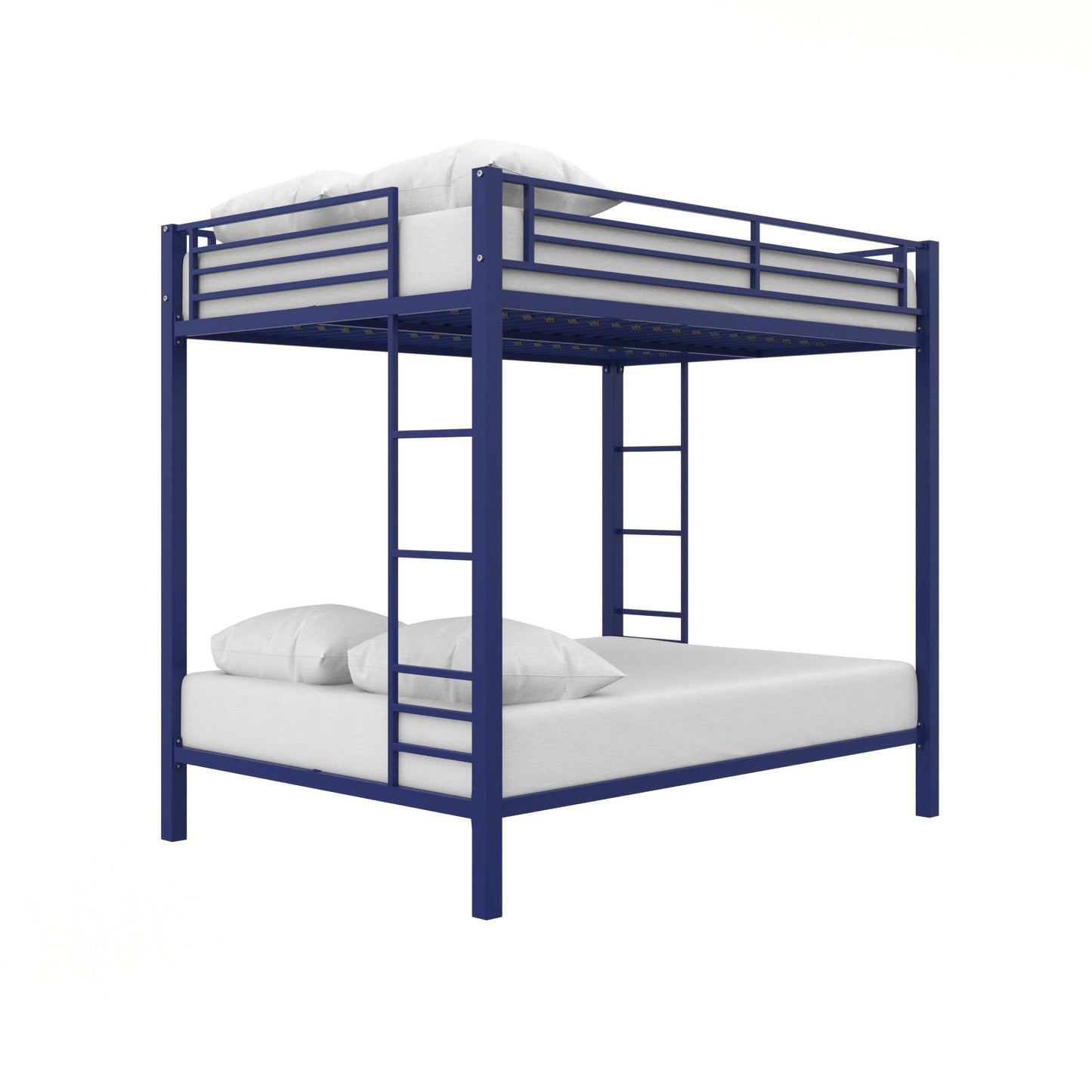 Full over Full Bunk Bed with Sturdy Metal Frame and Simple Design - Blue - Full-Over-Full