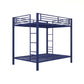 Full over Full Bunk Bed with Sturdy Metal Frame and Simple Design - Blue - Full-Over-Full