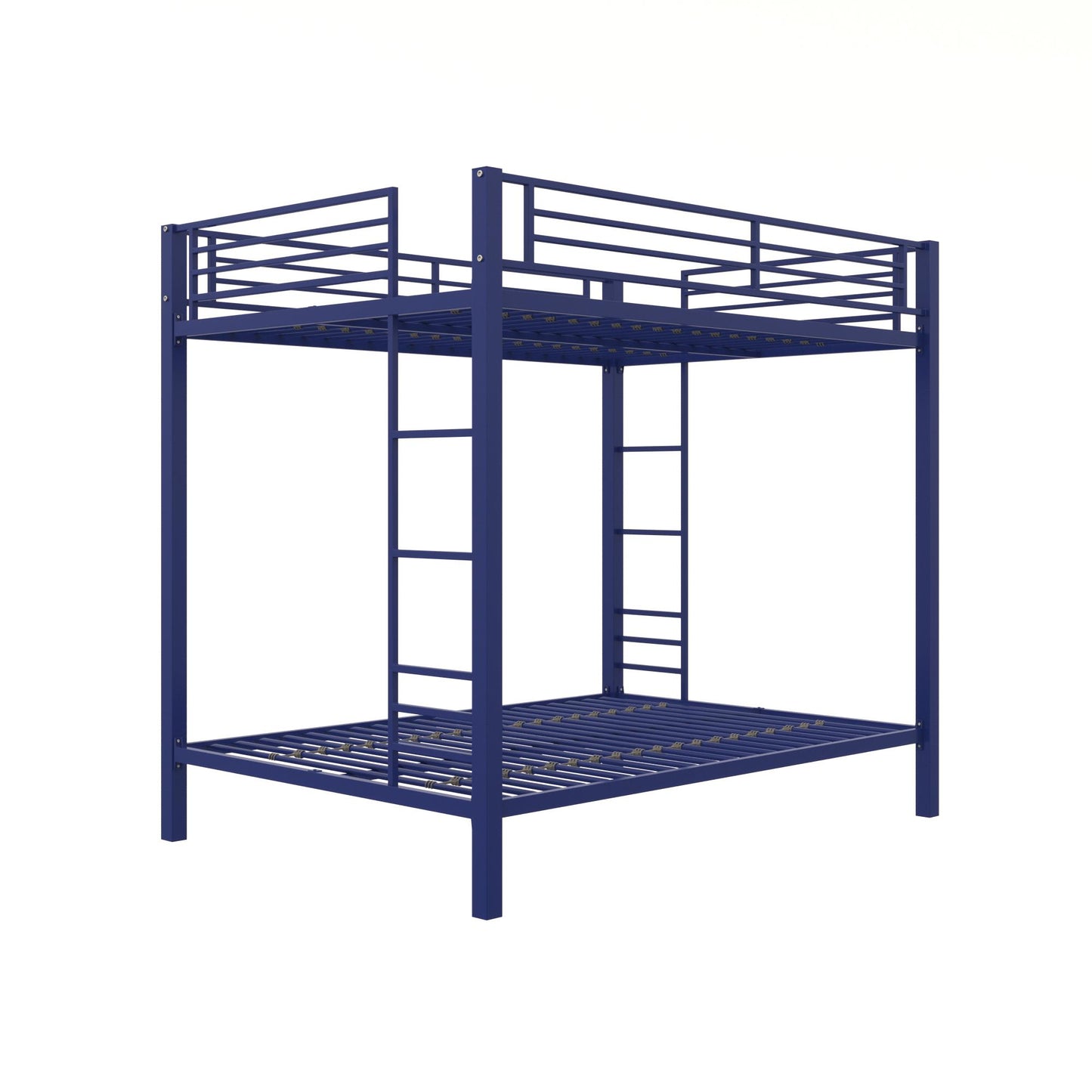 Full over Full Bunk Bed with Sturdy Metal Frame and Simple Design - Blue - Full-Over-Full
