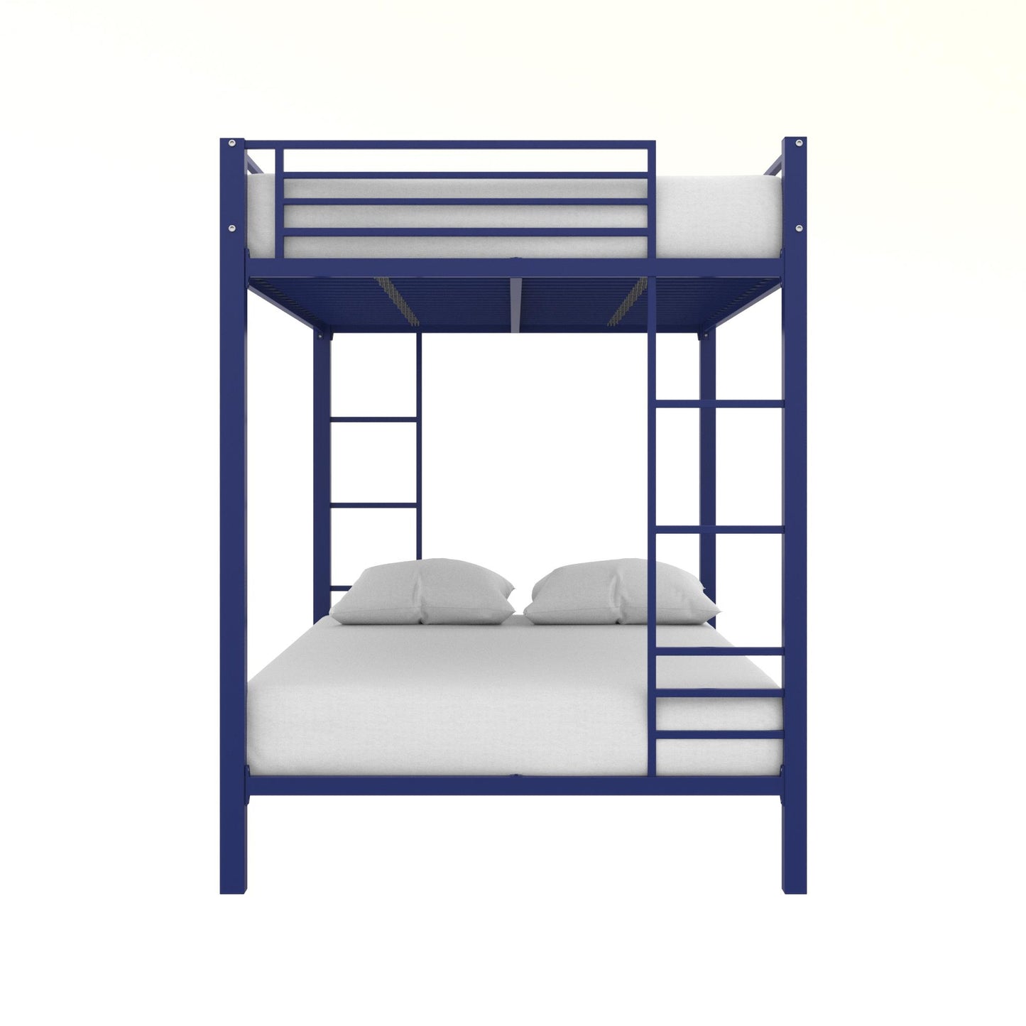 Full over Full Bunk Bed with Sturdy Metal Frame and Simple Design - Blue - Full-Over-Full