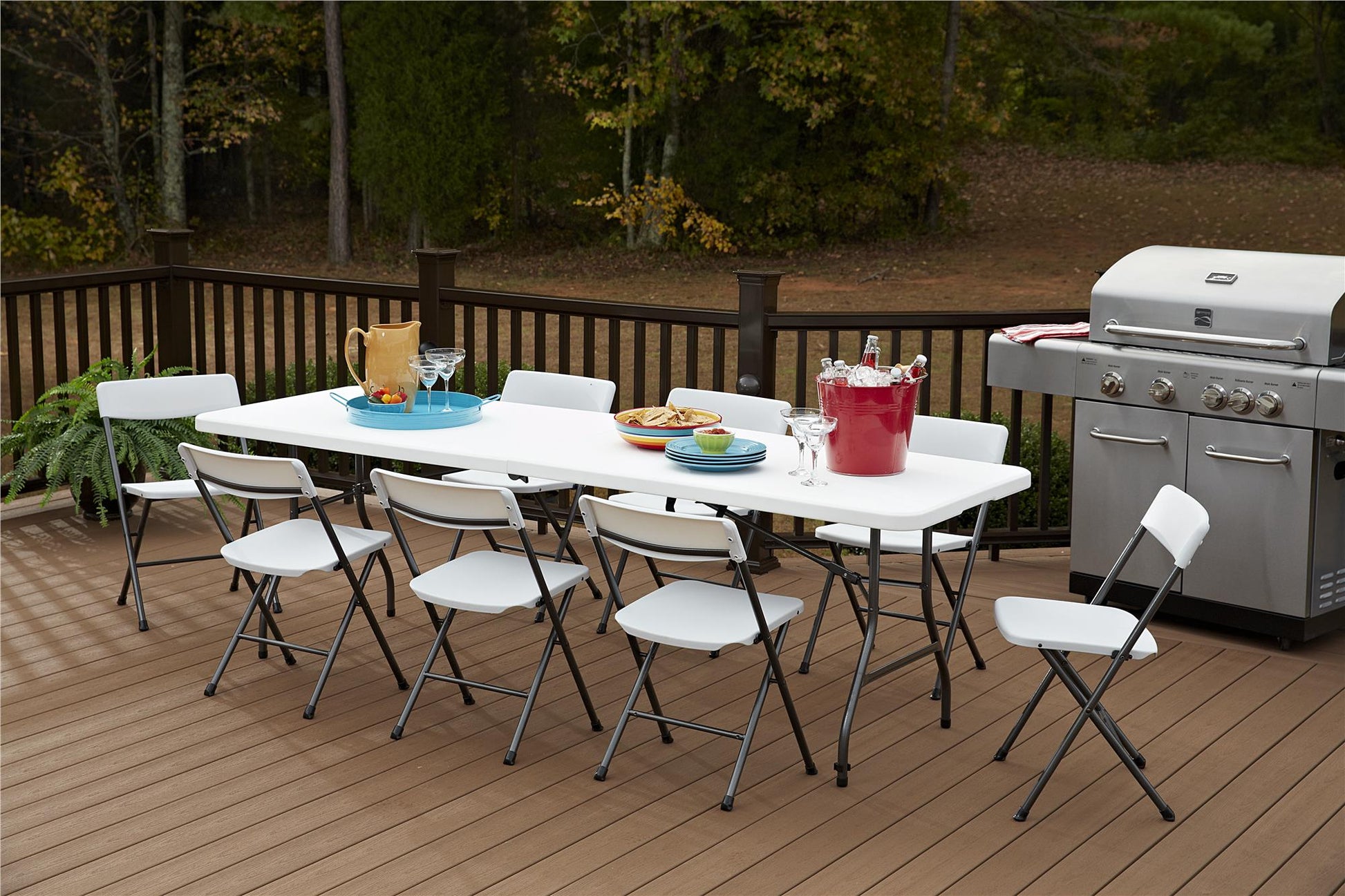 8 ft Fold-in-Half Banquet Folding Table with Handle - White - 8’ FIH