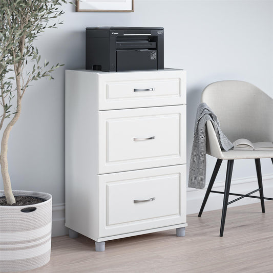 Kendall 24 Inch Multipurpose 3 Drawer Base Storage Cabinet - White