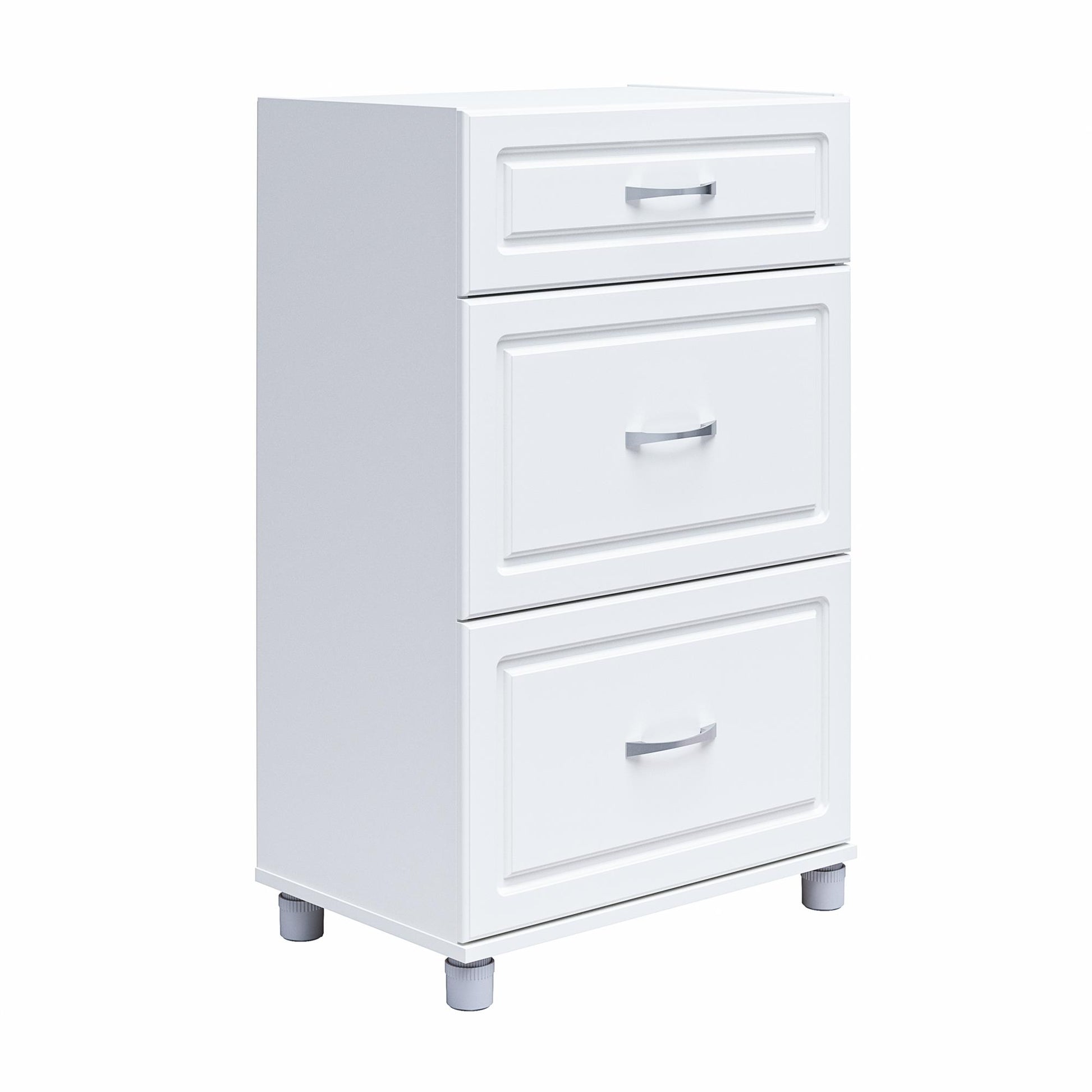 Kendall 24 Inch Multipurpose 3 Drawer Base Storage Cabinet - White