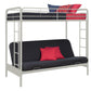 Sammie Twin over Futon Metal Bunk Bed with Integrated Ladders and Guardrails - White - Twin-Over-Futon