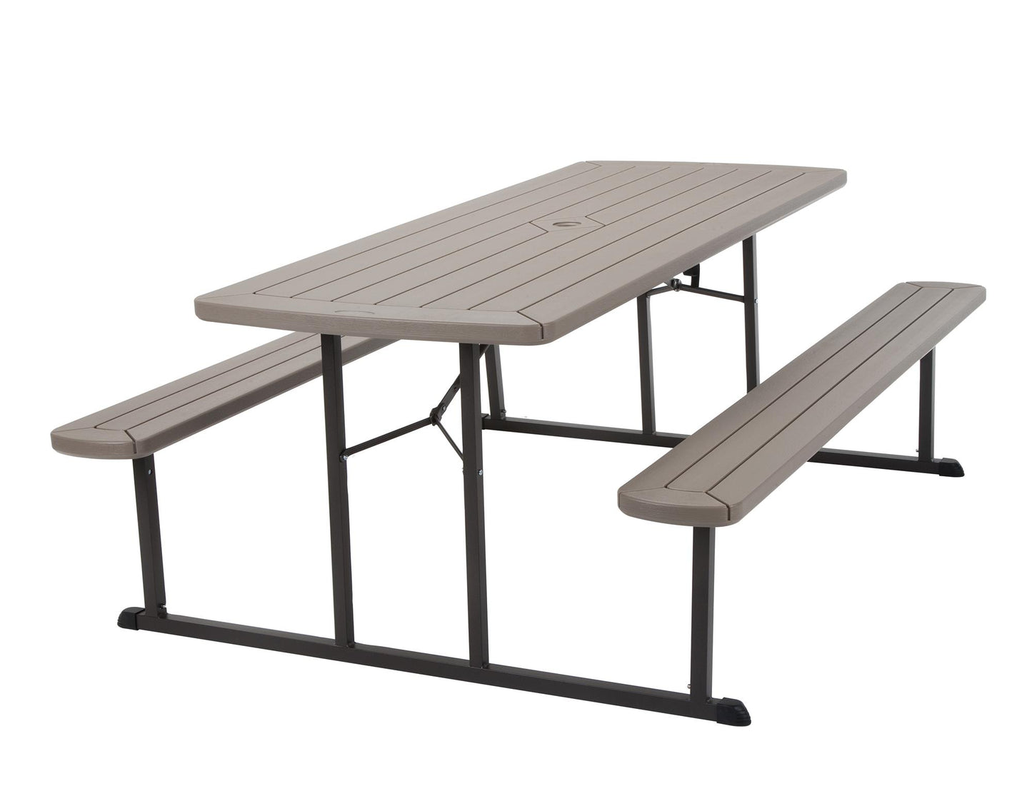 Outdoor 6 Foot Folding Picnic Table, Comfortably Seats 8 People - Taupe