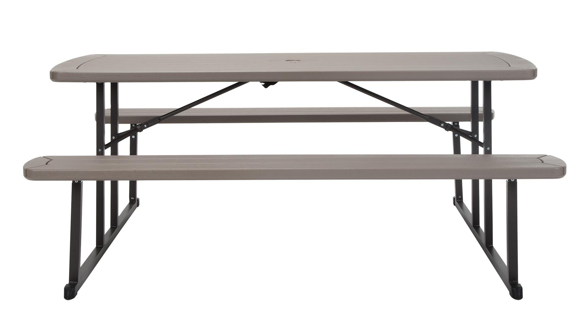 Outdoor 6 Foot Folding Picnic Table, Comfortably Seats 8 People - Taupe