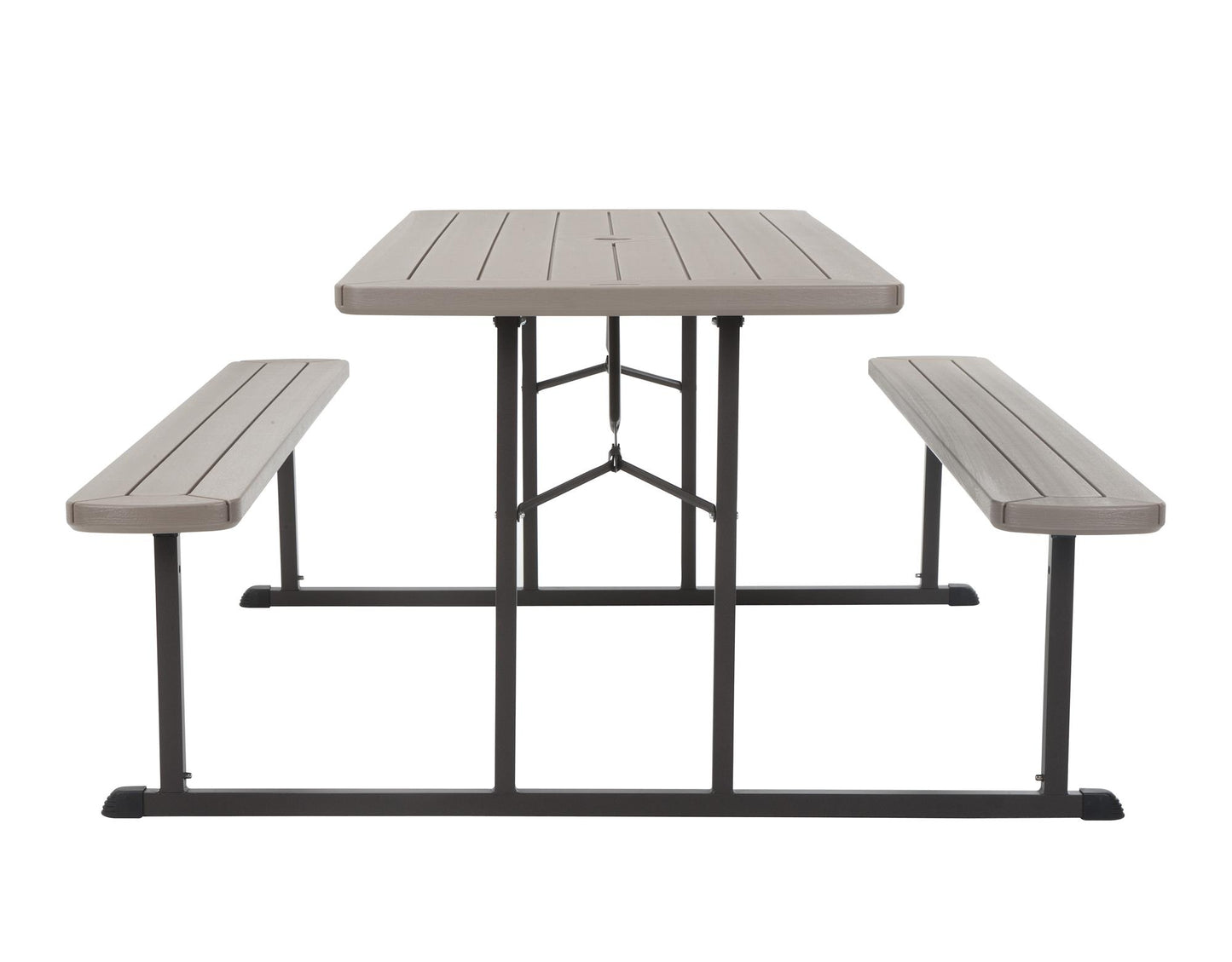 Outdoor 6 Foot Folding Picnic Table, Comfortably Seats 8 People - Taupe