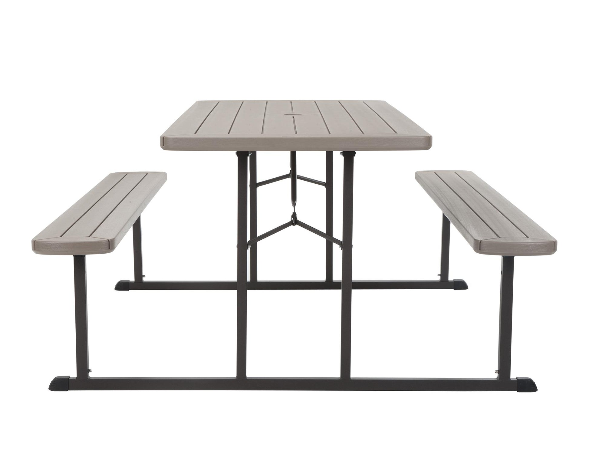 Outdoor 6 Foot Folding Picnic Table, Comfortably Seats 8 People - Taupe