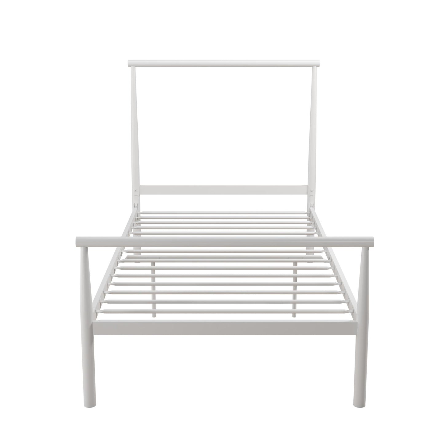 Calixa Modern Metal Bed Multiple Colors with Height Adjustment Options - White - Twin