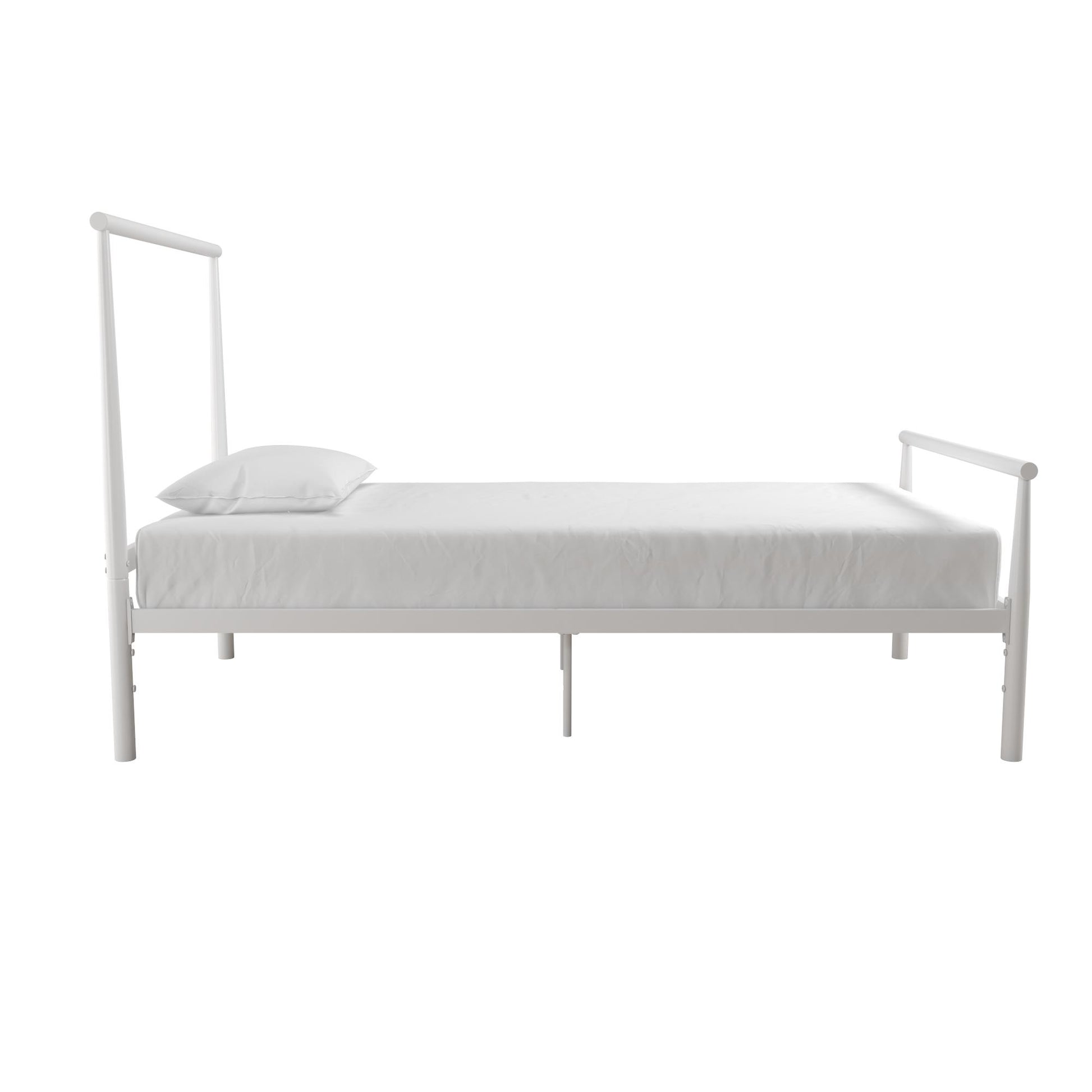 Calixa Modern Metal Bed with Multiple Height Adjustment Options - White - Twin