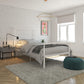 Calixa Modern Metal Bed Multiple Colors with Height Adjustment Options - White - Twin