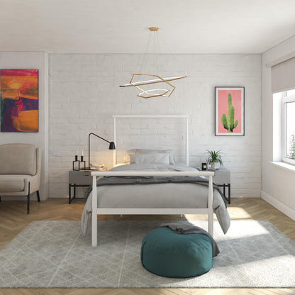 Calixa Modern Metal Bed Multiple Colors with Height Adjustment Options - White - Twin