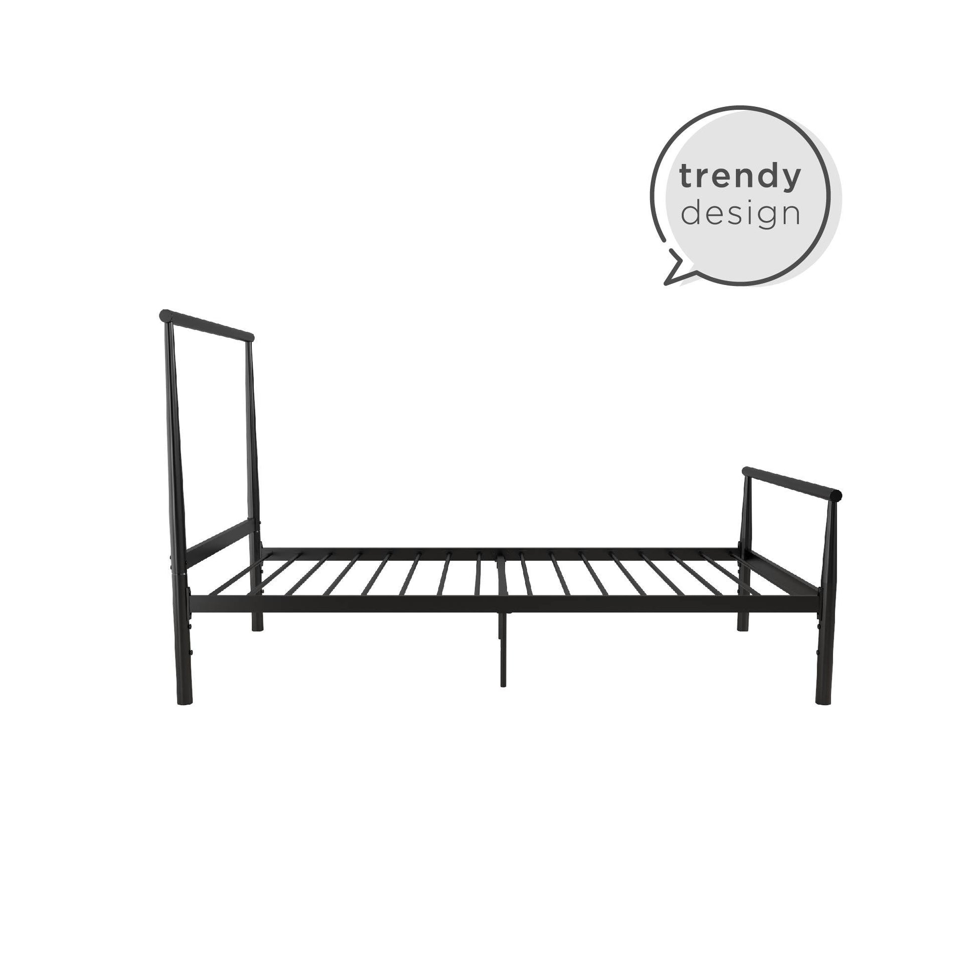 Calixa Modern Metal Bed with Multiple Height Adjustment Options - Black - Twin