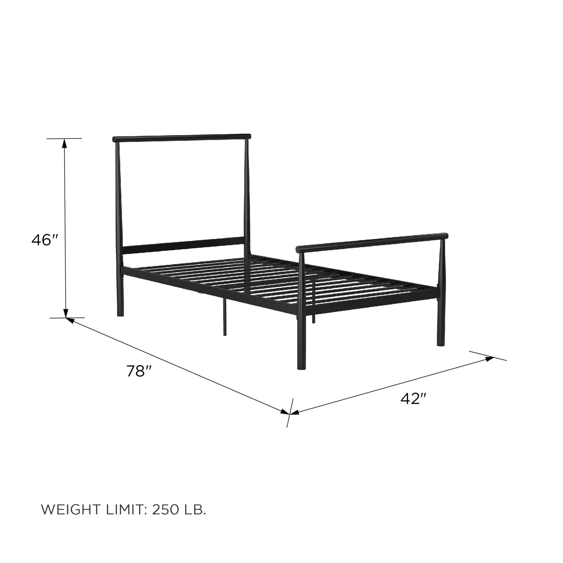 Calixa Modern Metal Bed with Multiple Height Adjustment Options - Black - Twin
