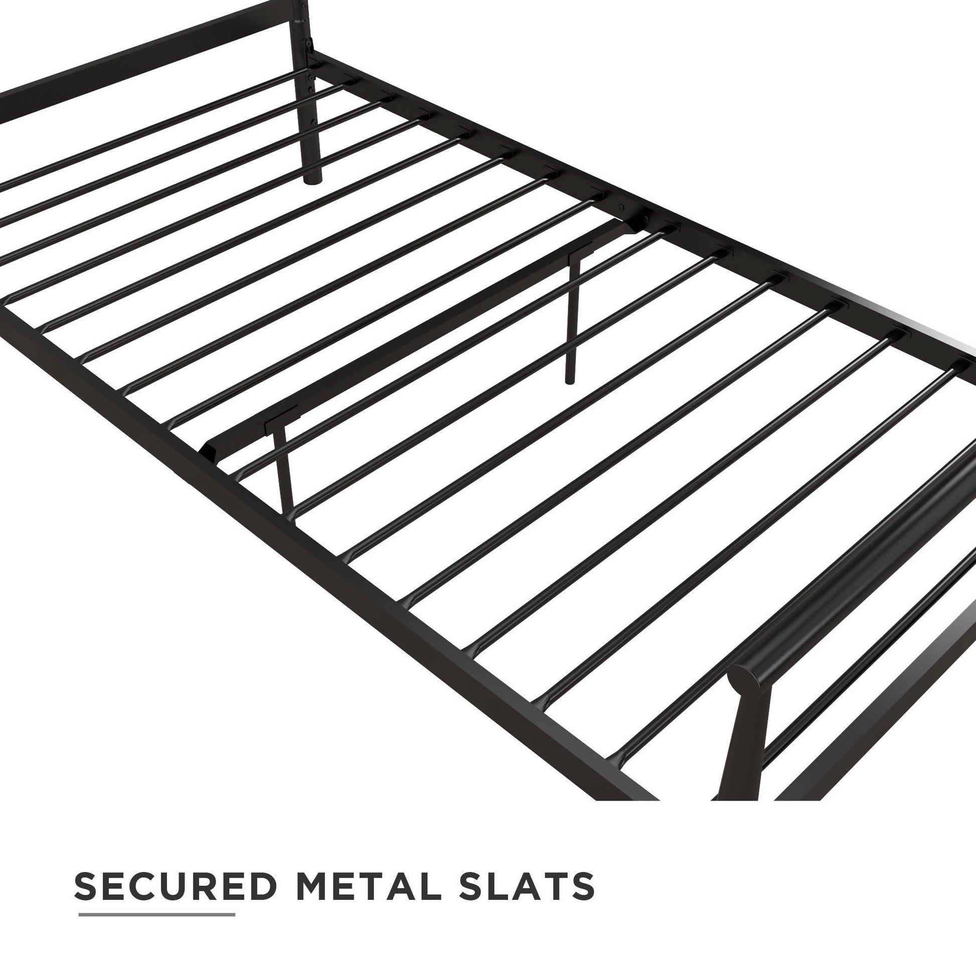 Calixa Modern Metal Bed with Multiple Height Adjustment Options - Black - Twin