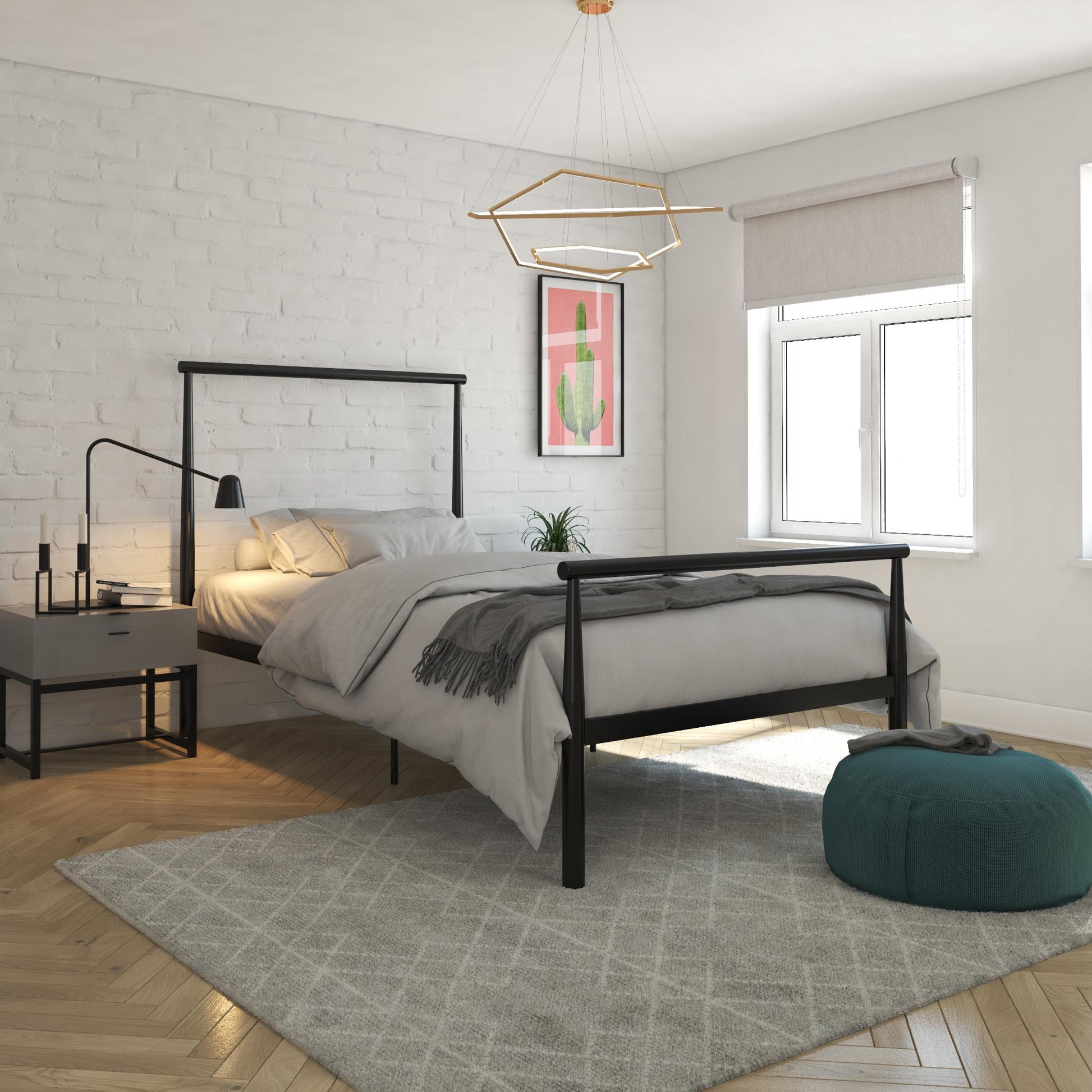 Calixa Modern Metal Bed with Multiple Height Adjustment Options - Black - Twin