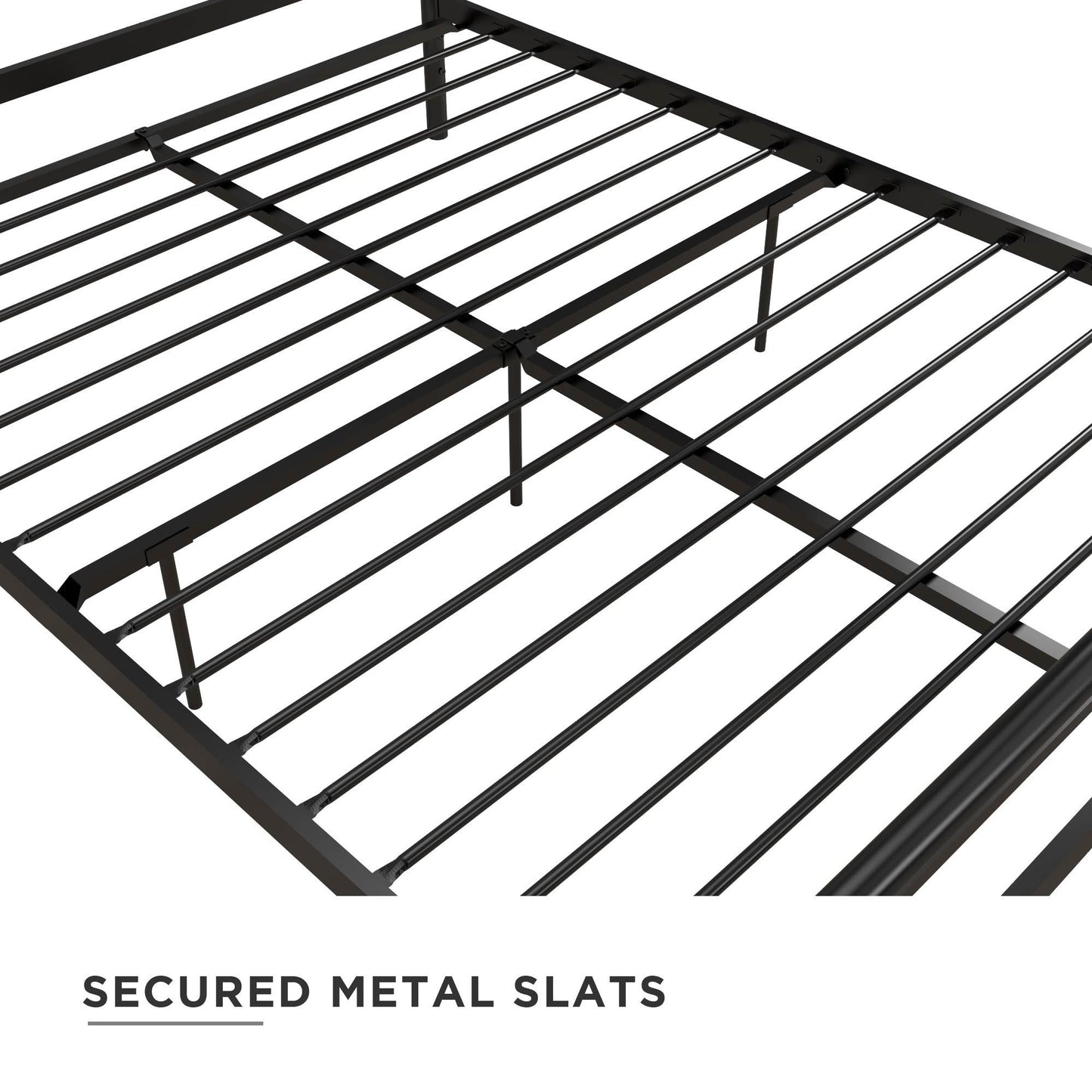 Calixa Modern Metal Bed with Multiple Height Adjustment Options - Black - Full