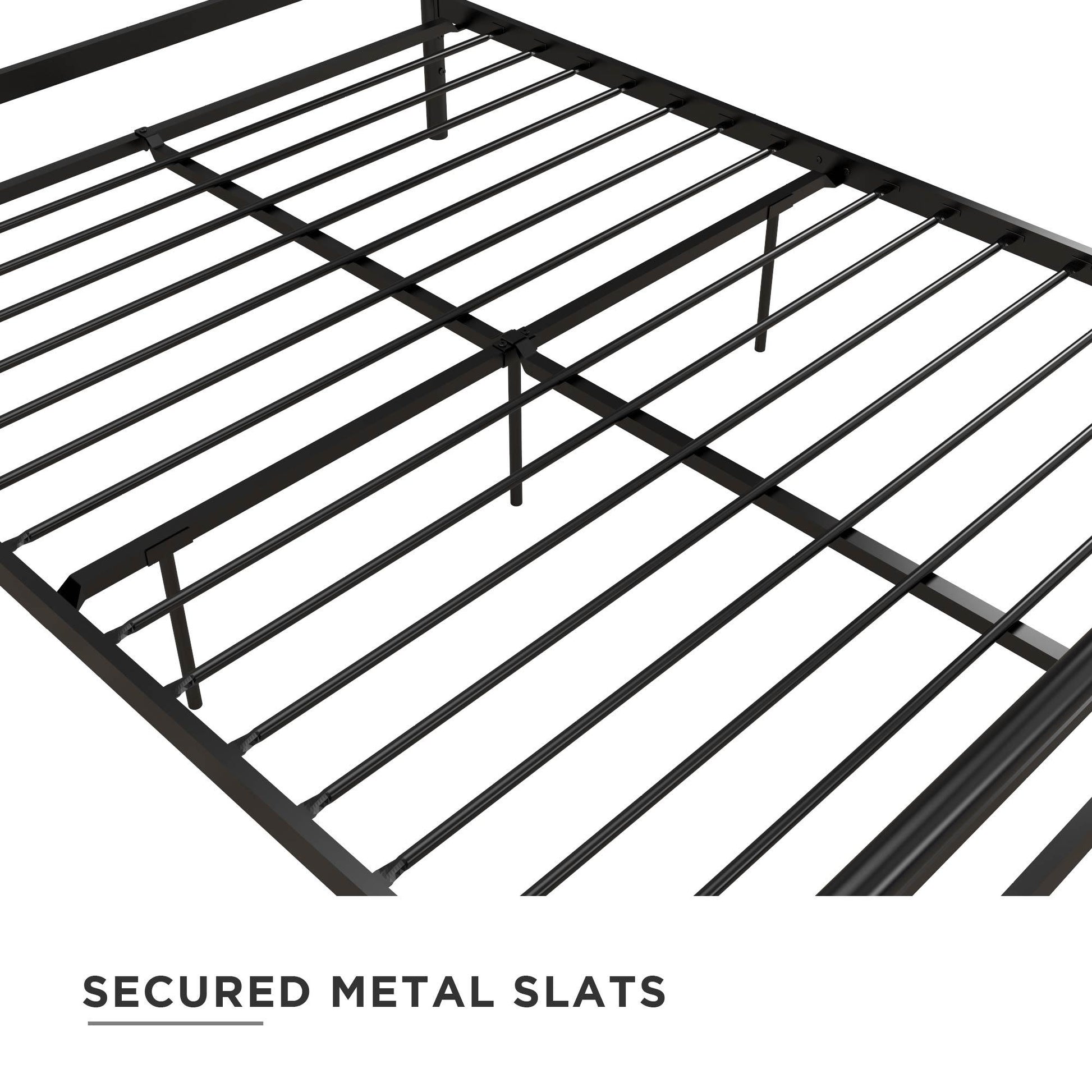 Calixa Modern Metal Bed with Multiple Height Adjustment Options - Black - Full