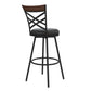 Lesley Upholstered Seat Swivel Barstool - Black