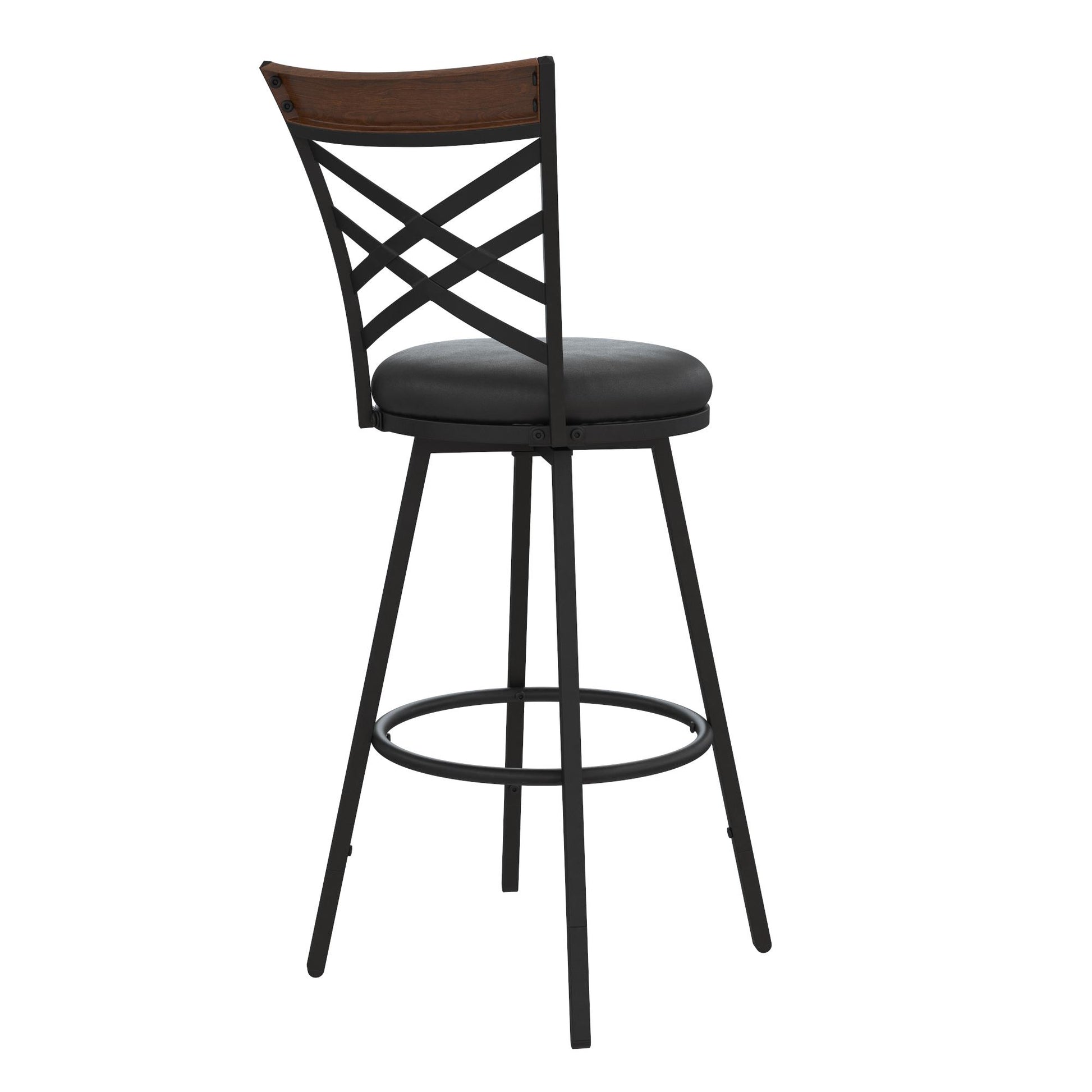 Lesley Upholstered Seat Swivel Barstool - Black